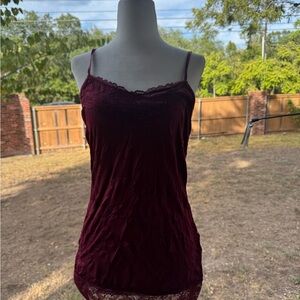 Maurice’s Elegant Burgundy Lace Trim Cami Top